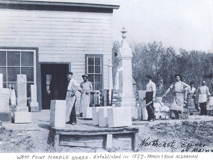 West Point Marble Works, established 1887, Frank & Rose Alderman